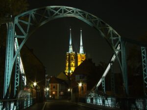 Ostrów Tumski Nocą Most Wrocław